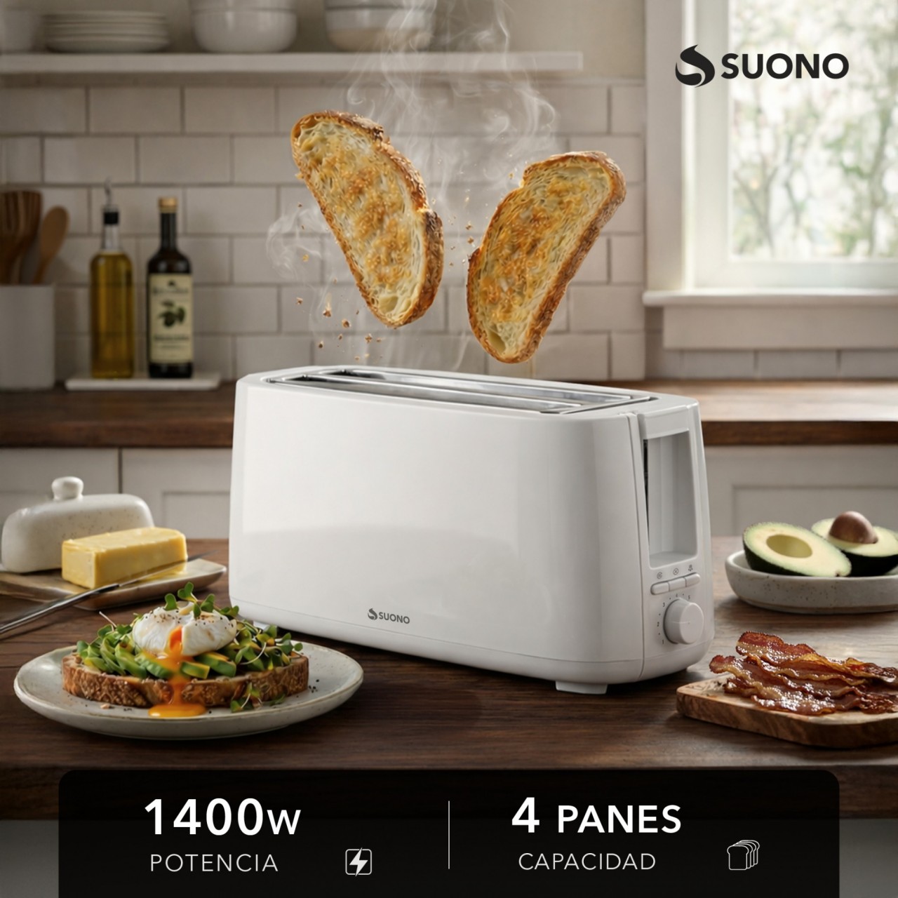 TOSTADORA PANINI 4 PANES 1400W BLANCO