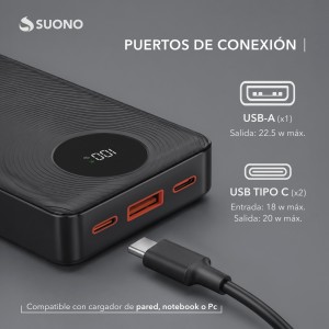 Power Bank 20000Mah Pd52 Negro