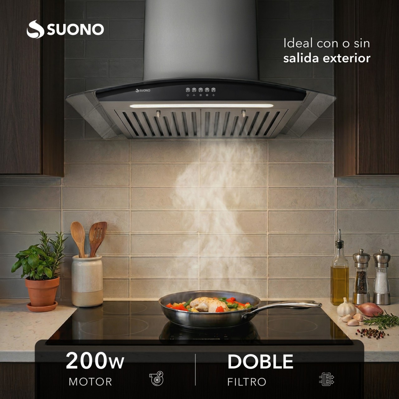 Campana 200W Cubretubo x2 ACERO