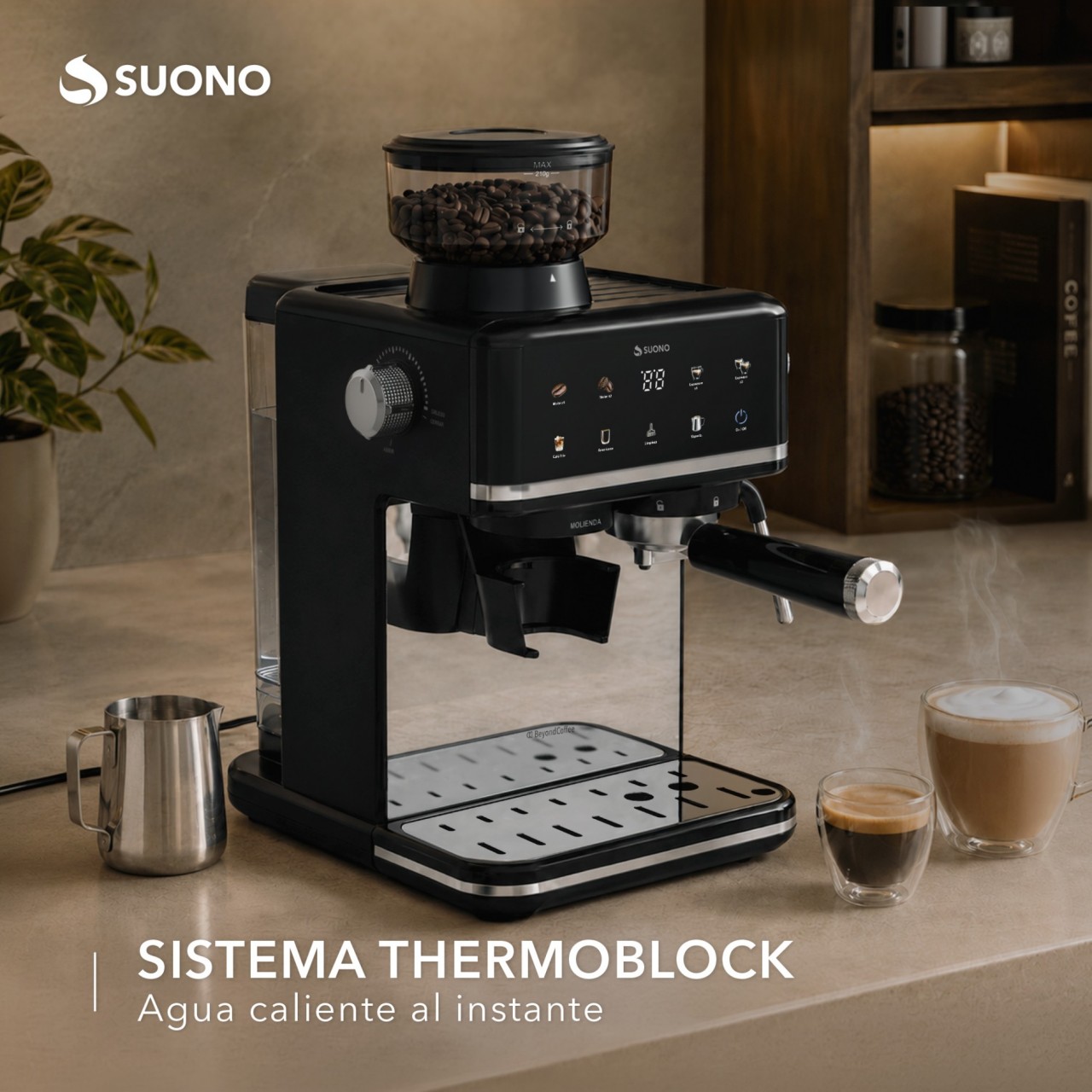 Cafetera Espresso Atelier Quot Con Molinillo Acero