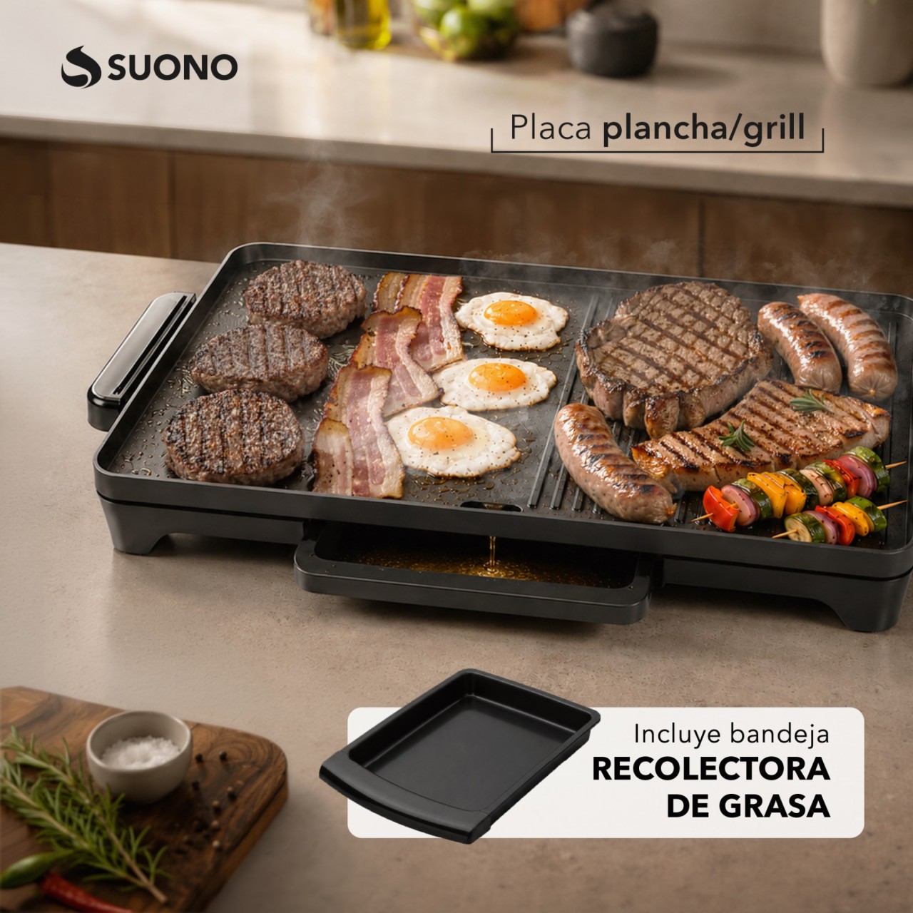Parrilla Grill Eléctrica 2000W Negro