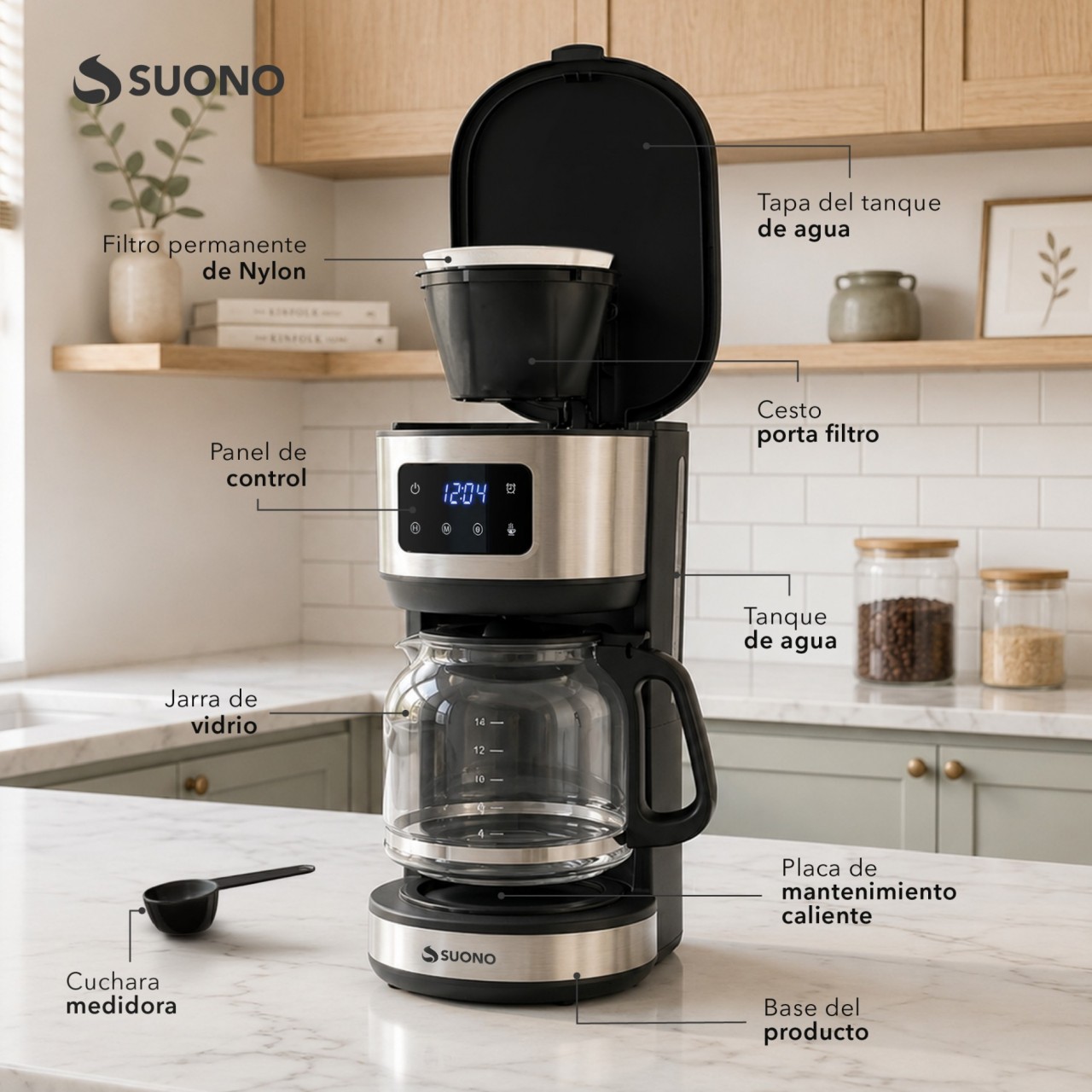 Cafetera Filtro Digital 1.8L ACERO