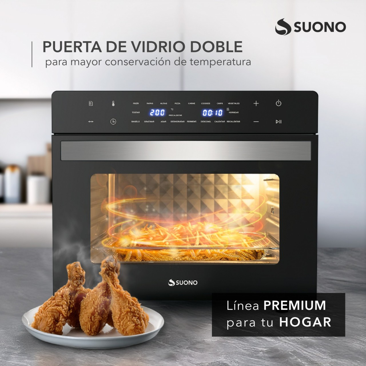 Horno Air Fryer Suono 45L Digital Negro