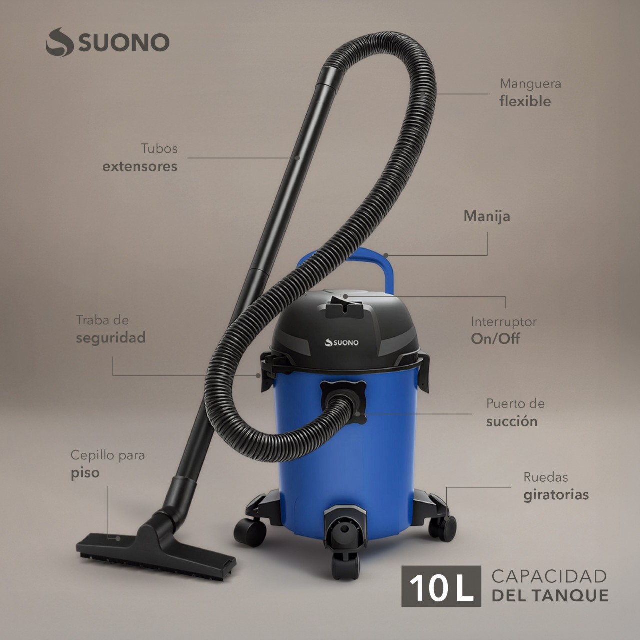 Aspiradora De Tacho 10L 600W Azul