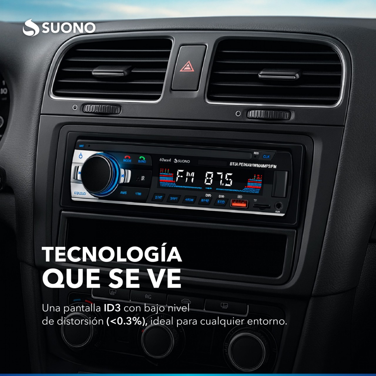 Estéreo Para Auto Suono Bluetooth Usb Mp3 Fm Negro