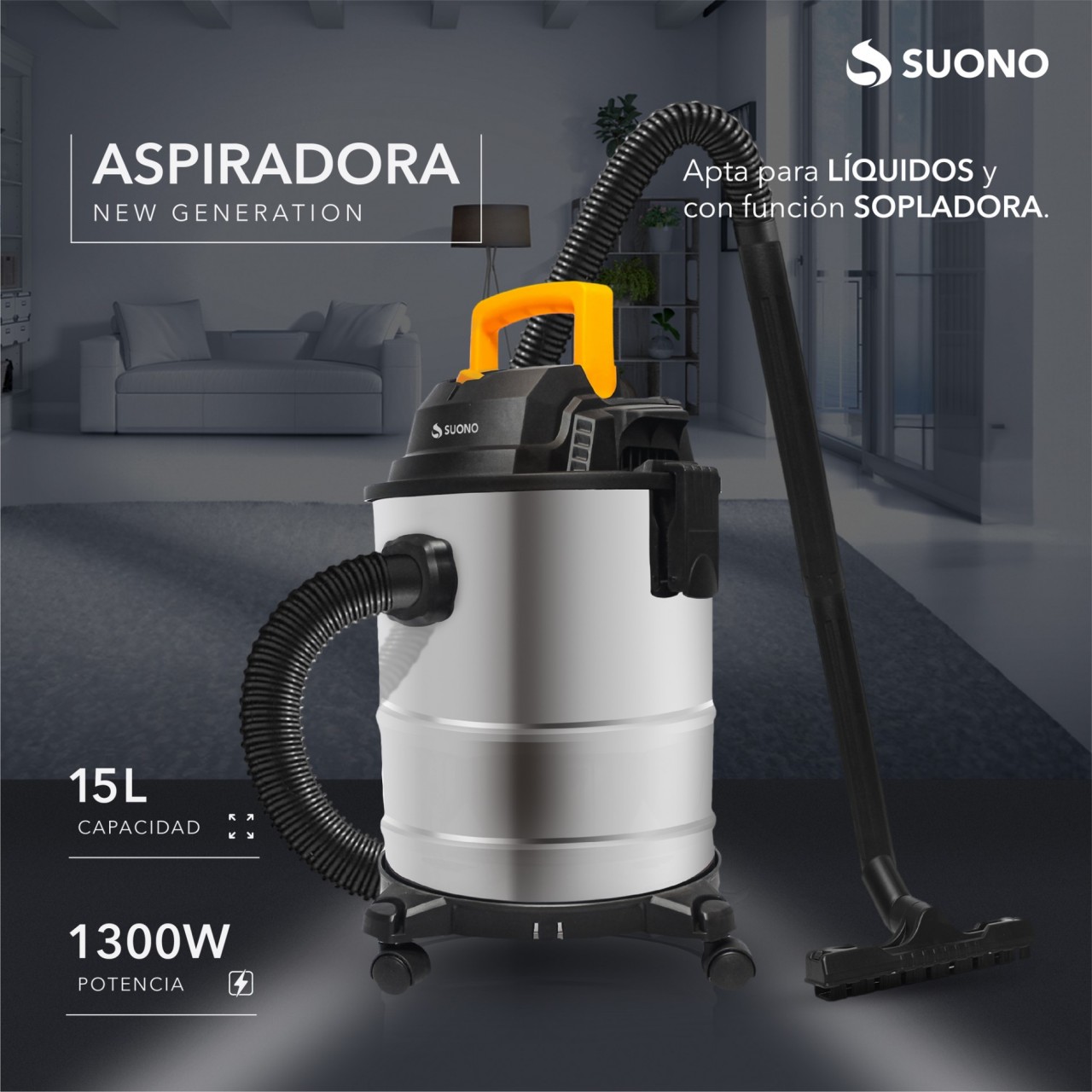 ASPIR. INDUST. 1300W 15L HEPA ACERO