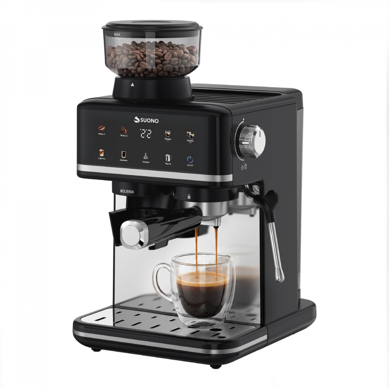 Cafetera Espresso Atelier Quot Con Molinillo Acero