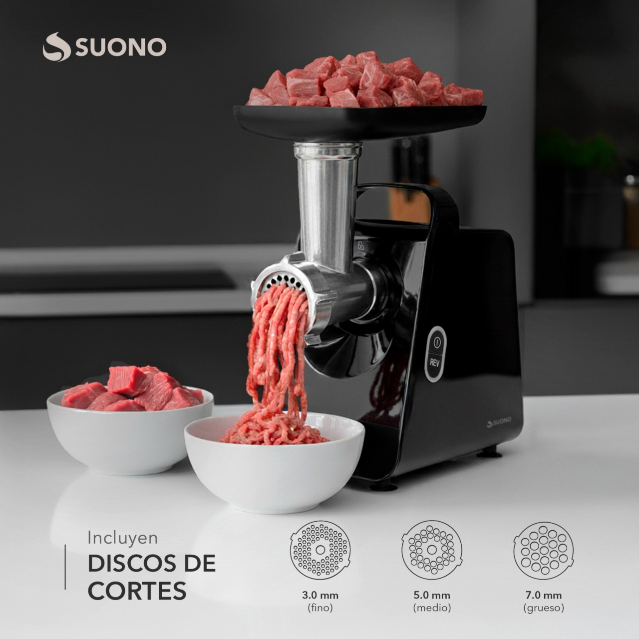 Picadora De Carne Eléctrica 800W Negro