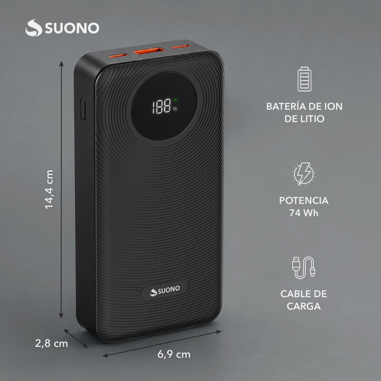 Power Bank 20000Mah Pd52 Negro