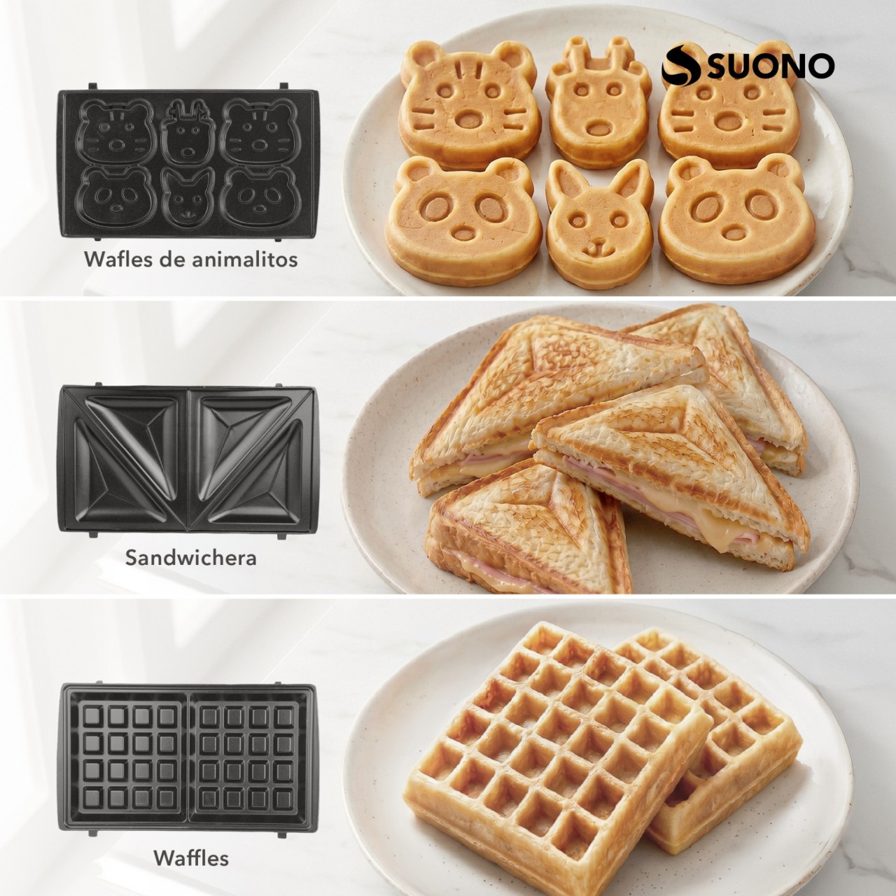 Sandwichera 3 En 1 Negro