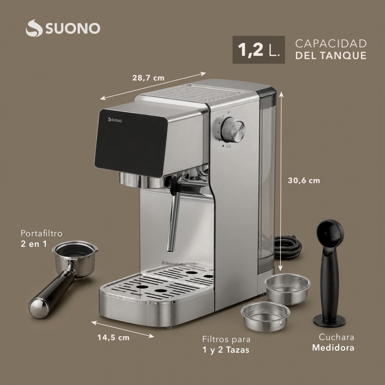 Cafetera Espresso Slim Digital 20 Bar Acero
