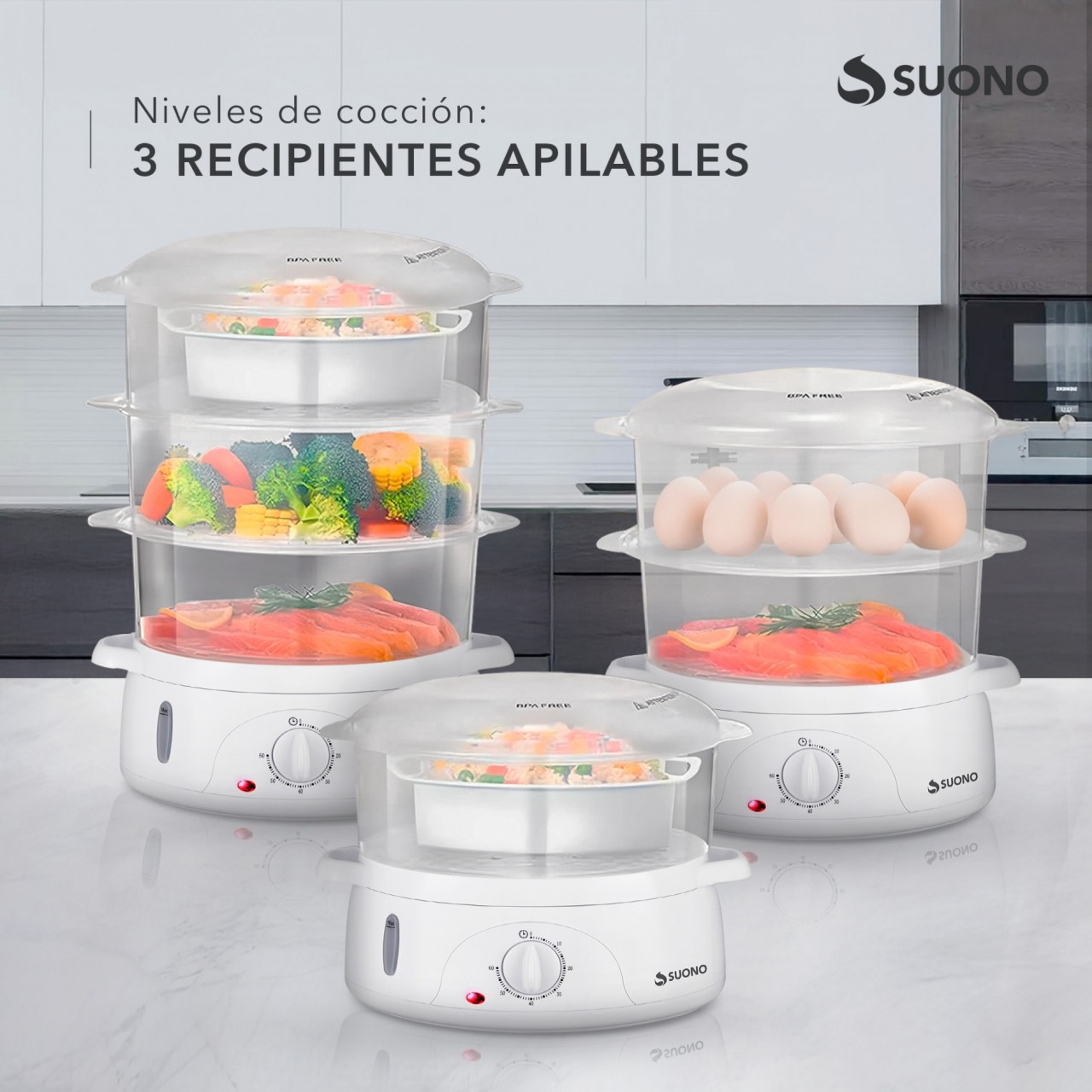 Vaporera Eléctrica De Alimentos Blanco