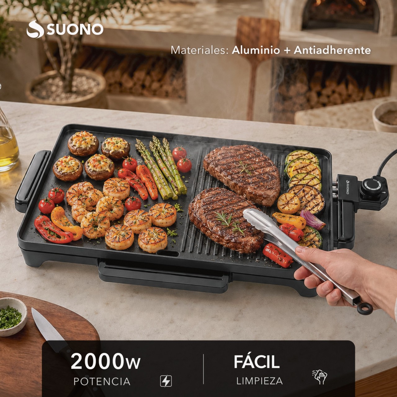 Parrilla Grill Eléctrica 2000W Negro