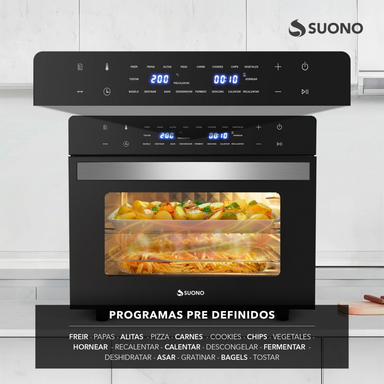 Horno Air Fryer Suono 45L Digital Negro