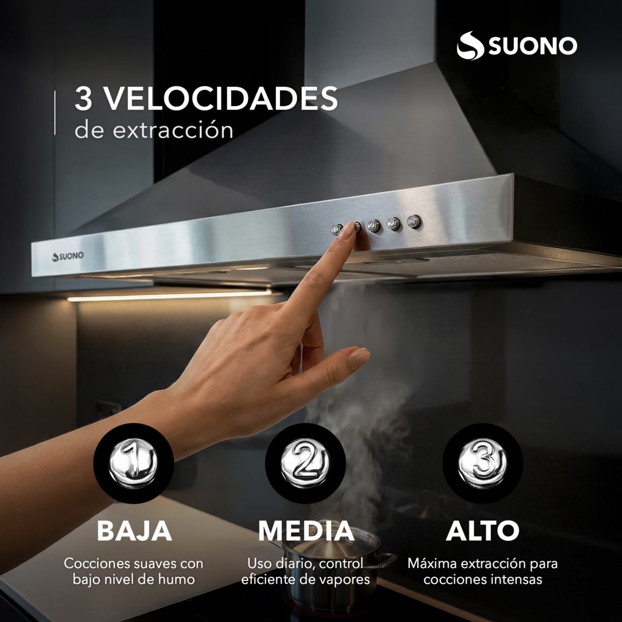 Campana De Cocina 180W Acero