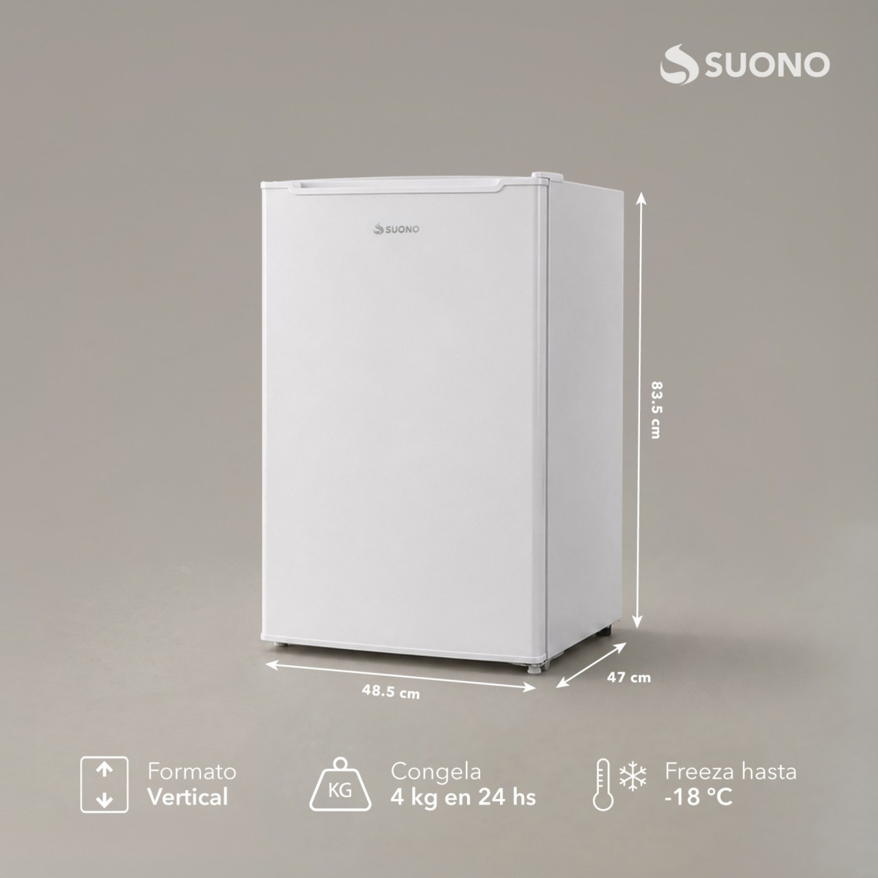 Freezer Vertical 70L GRIS