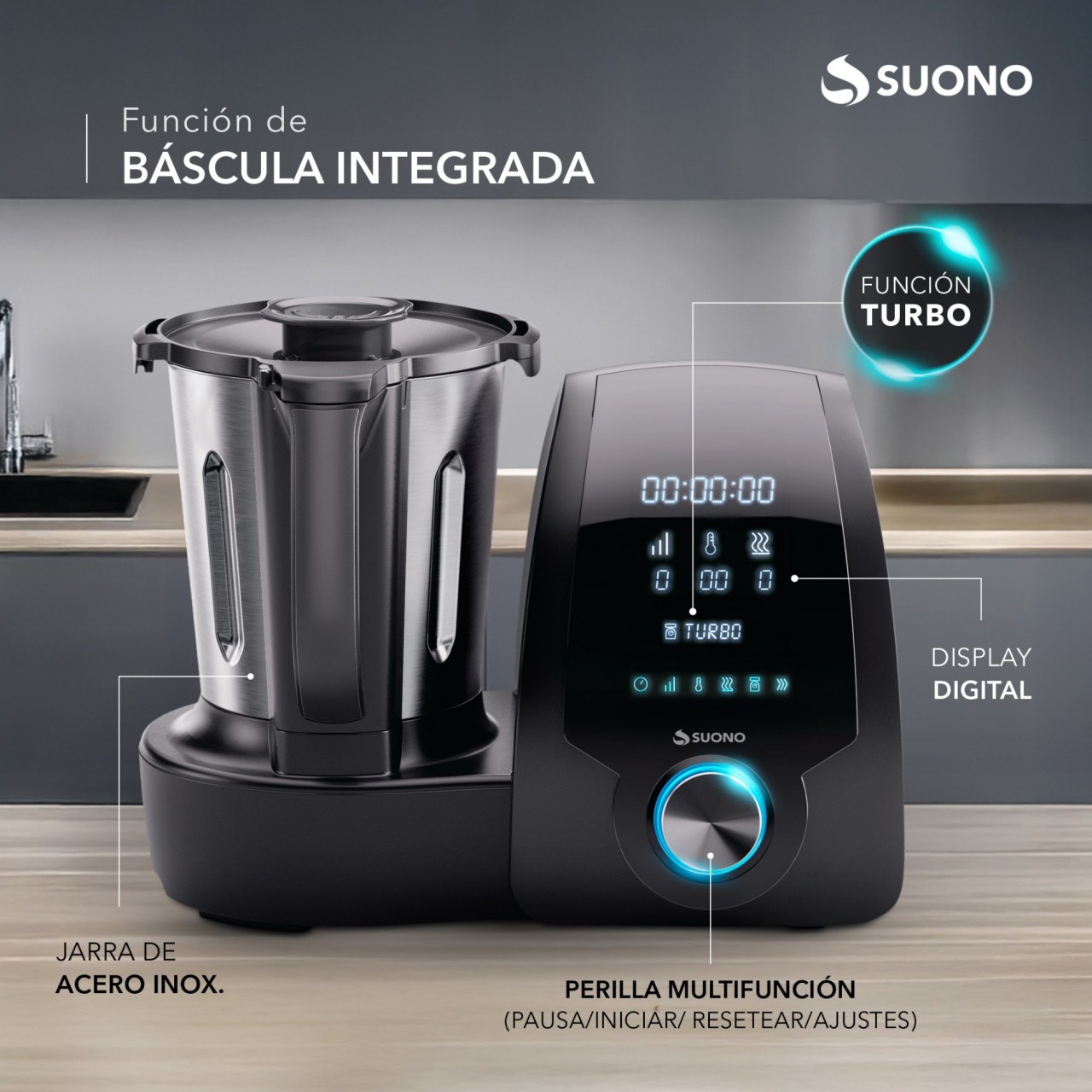 ROBOT DE COCINA 1700W 3,3L 6 A NEGRO