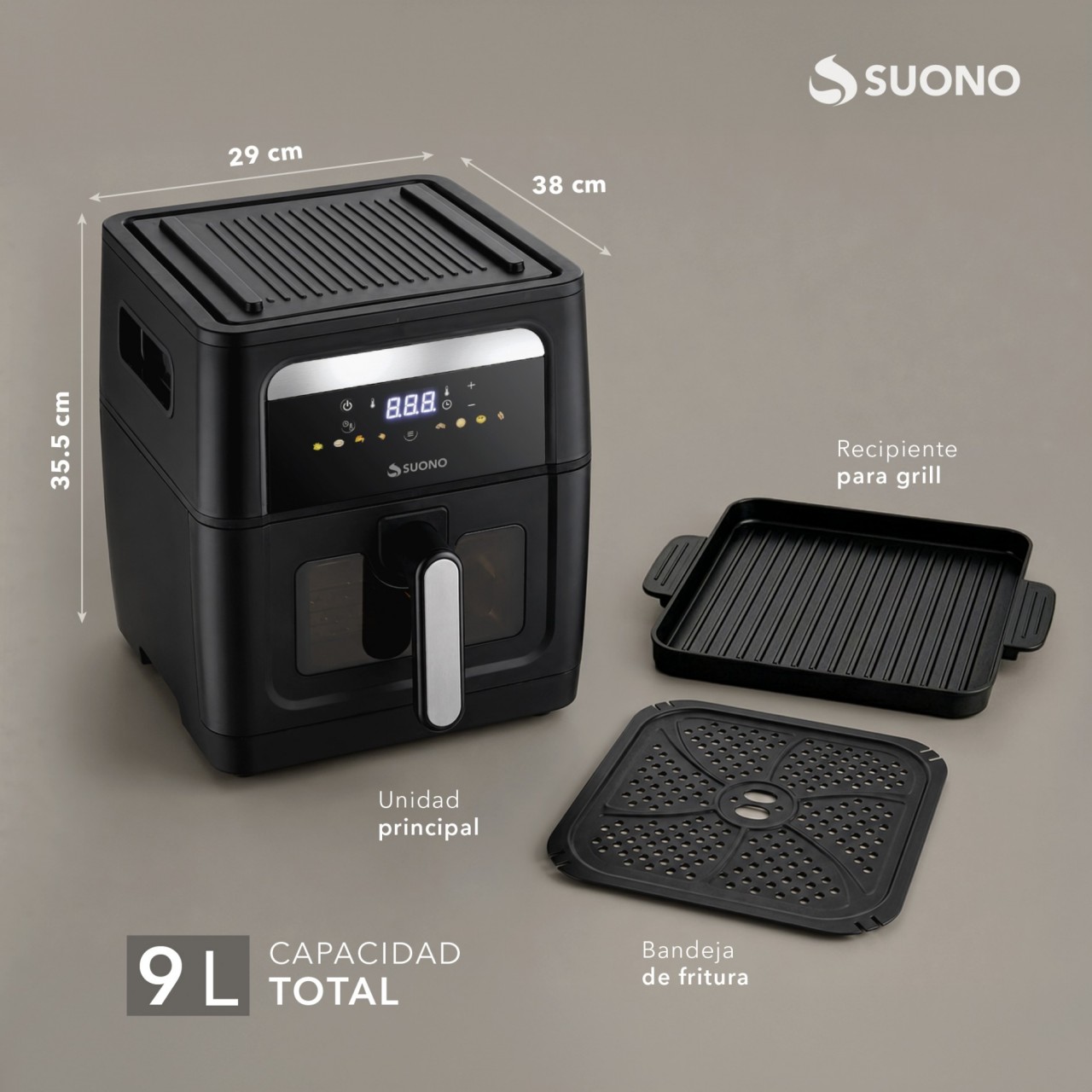 Air Fryer Digital Flip Grill Negro