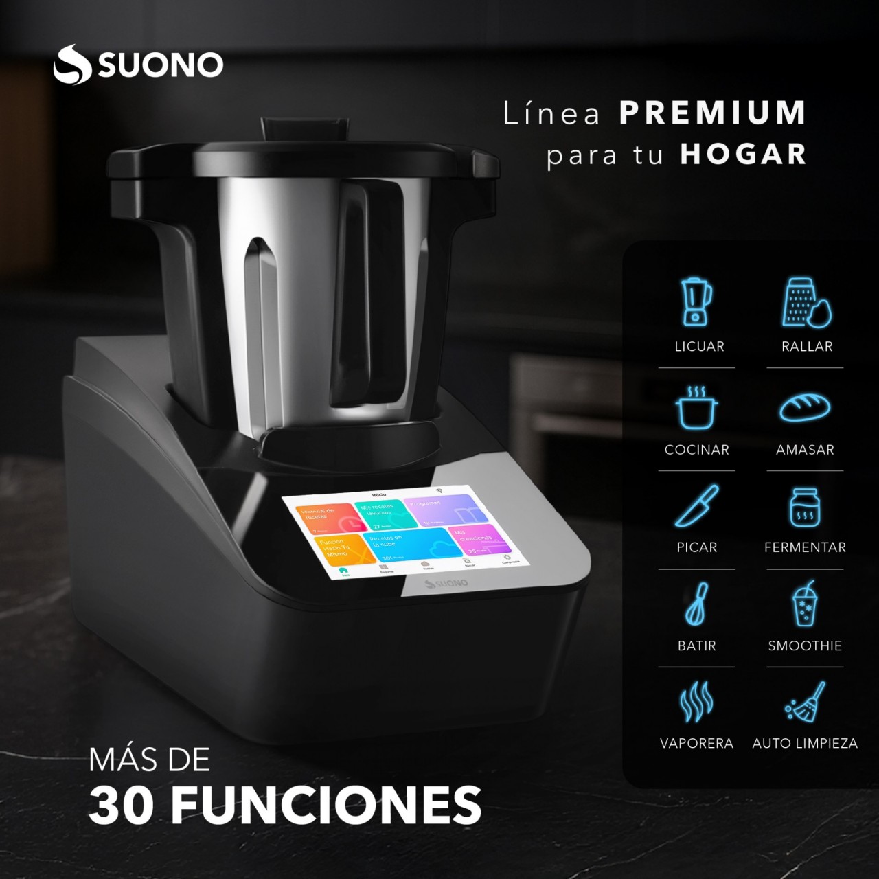Robot De Cocina 1700W 4,7L 8 Acc. Negro