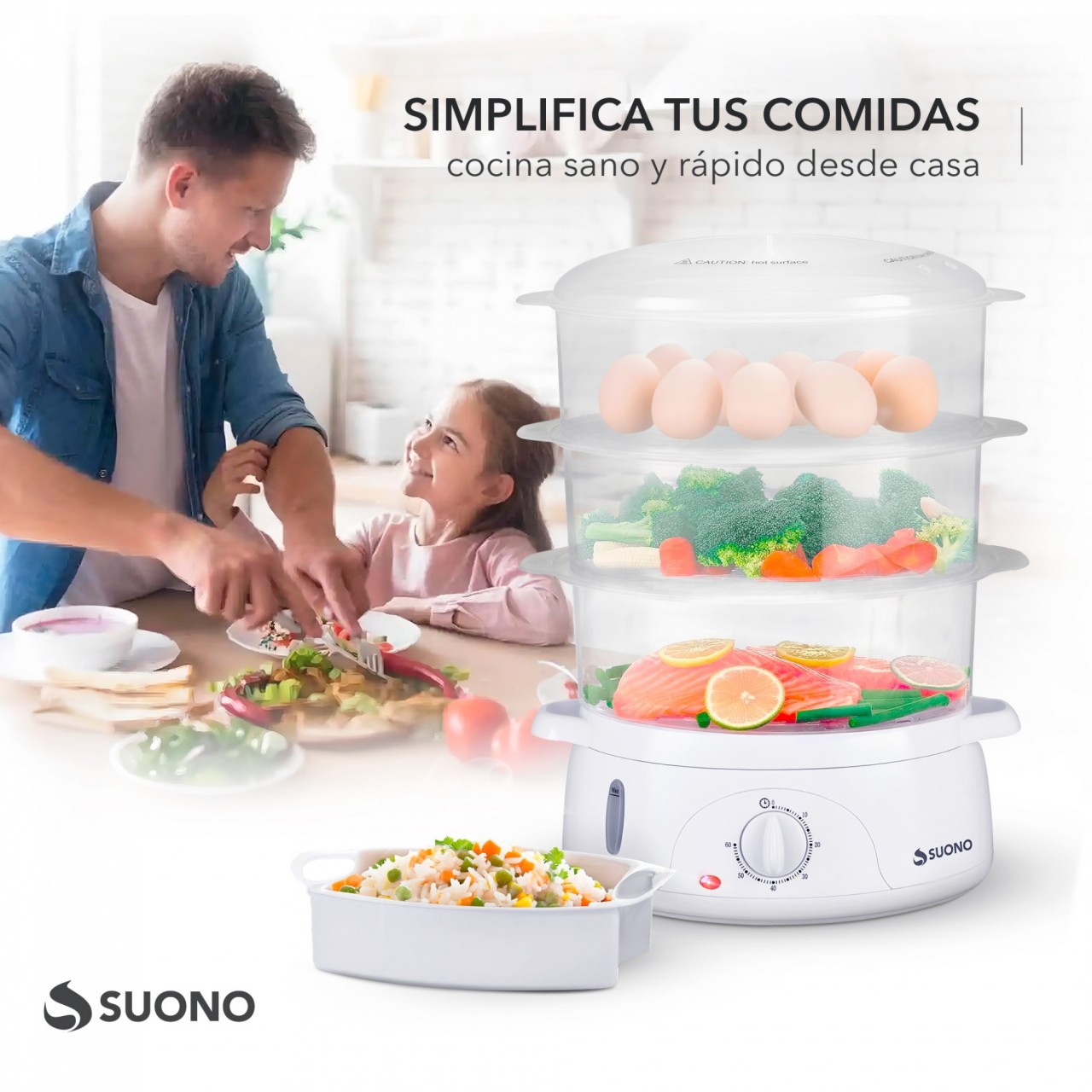 Vaporera Eléctrica De Alimentos Blanco