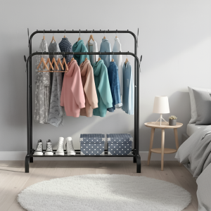 Perchero Doble Con Zapatero Negro