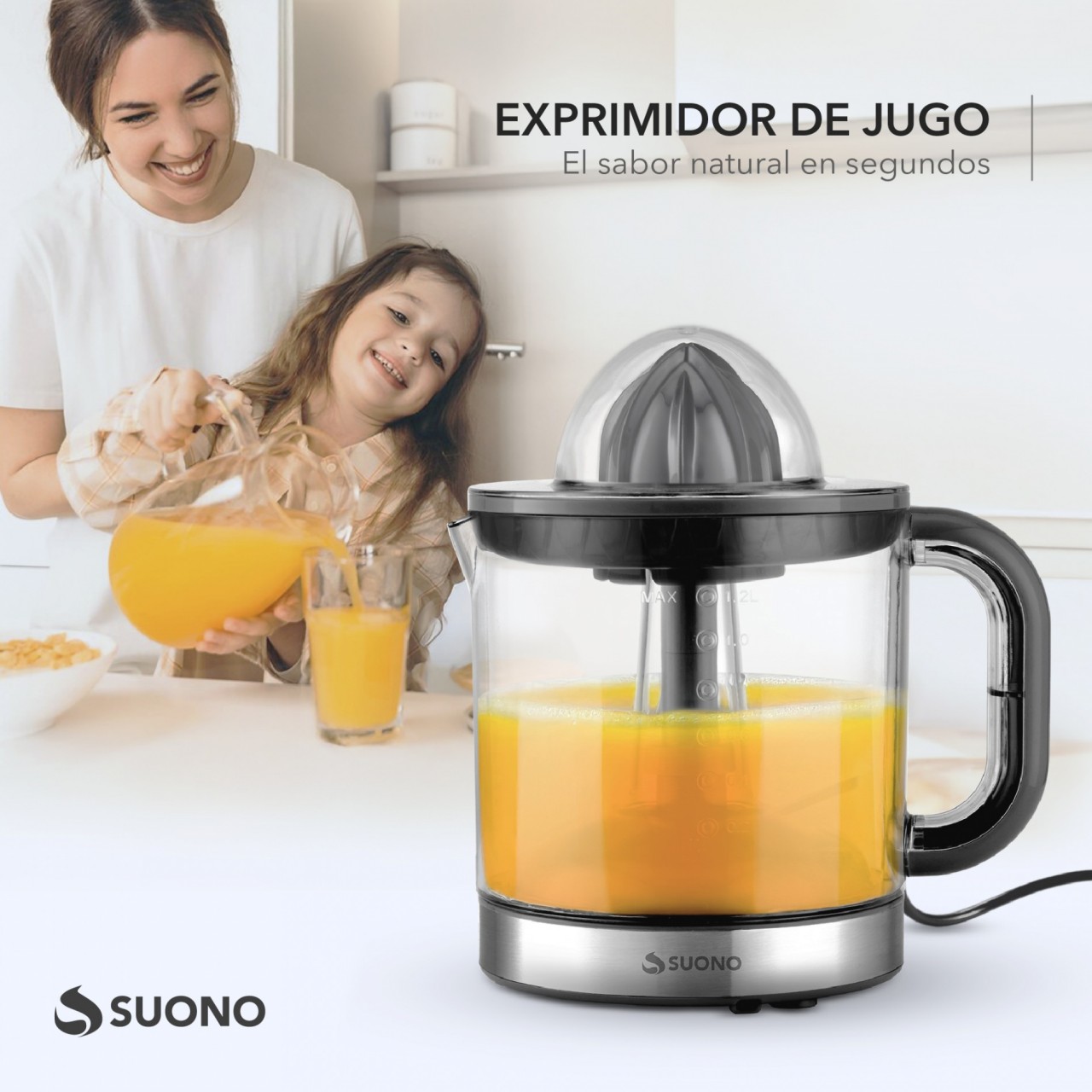 Exprimidor Eléctrico Suono 1.2L 40W Acero