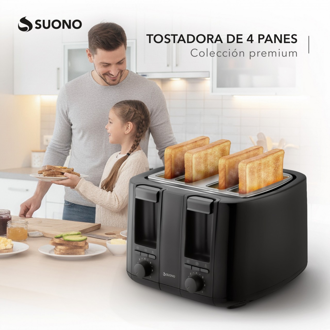 Tostadora Eléctrica 4 Rebanadas Negro