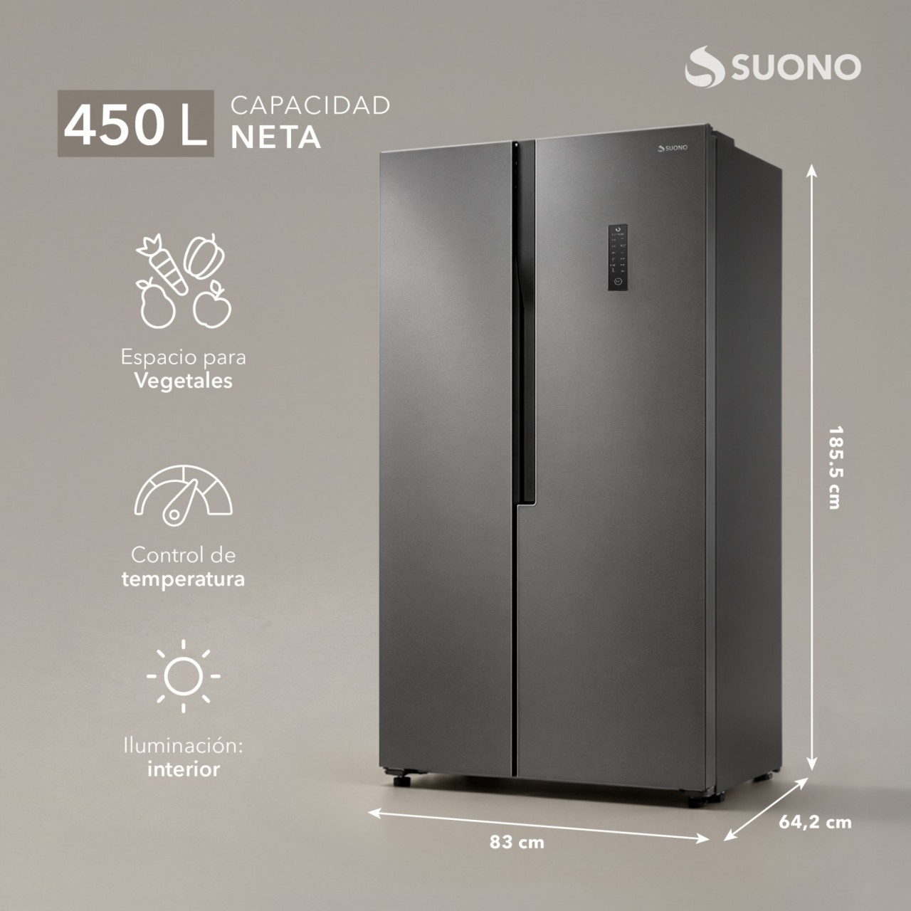 Heladera No Frost SBS Inverter GRIS