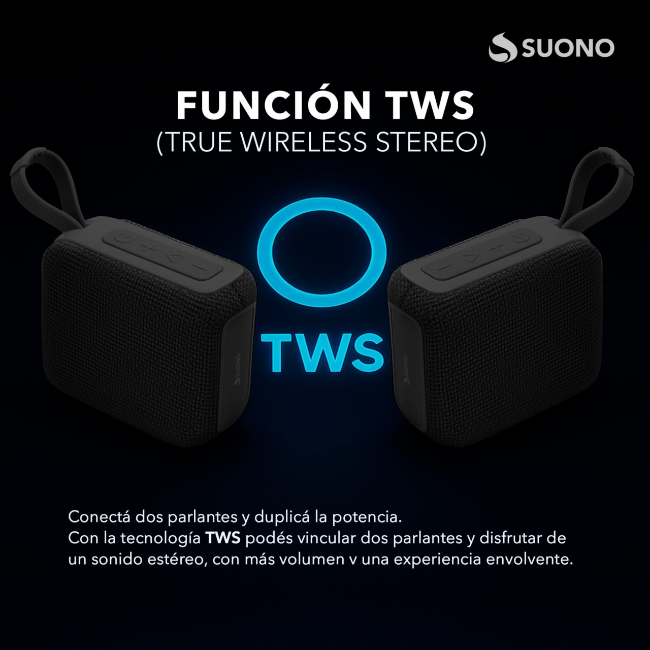 Parlante Suono 5.3 TWS IPX4 NEGRO