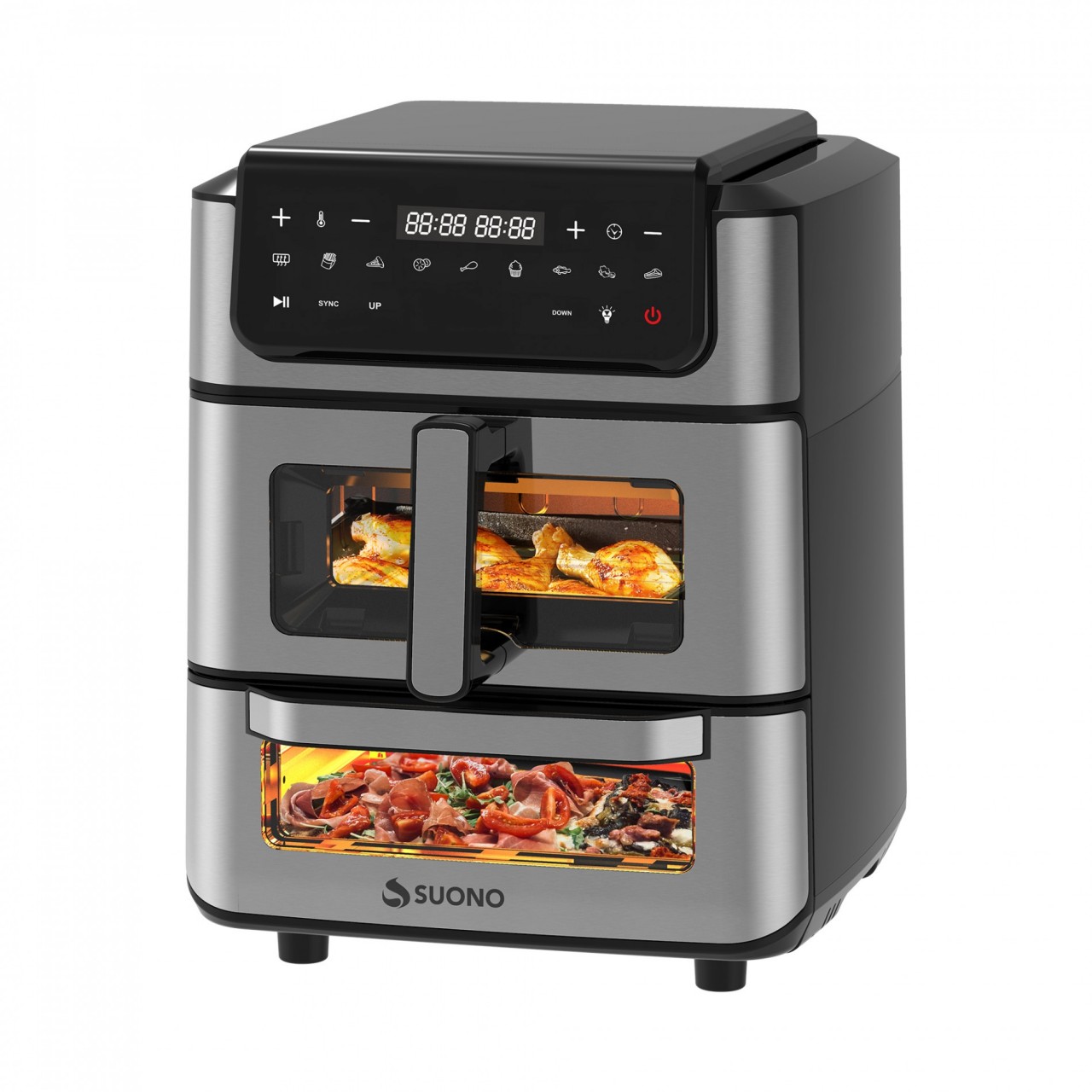 Freidora De Aire + Horno Pizzero Acero