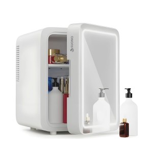Mini Heladera De Cosméticos Suono 6L Con Espejo Blanco