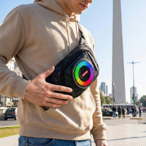 Riñonera Con Parlante Negro