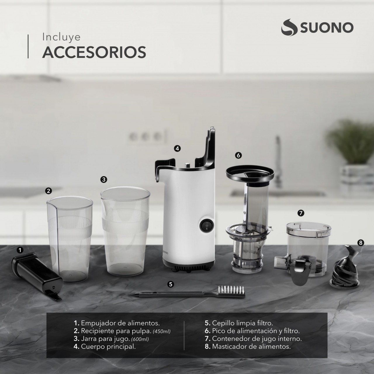 Mini Juguera De Extracción Lenta Suono Blanco