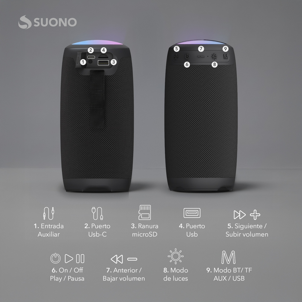PARLANTE 1200mAh 12W NEGRO