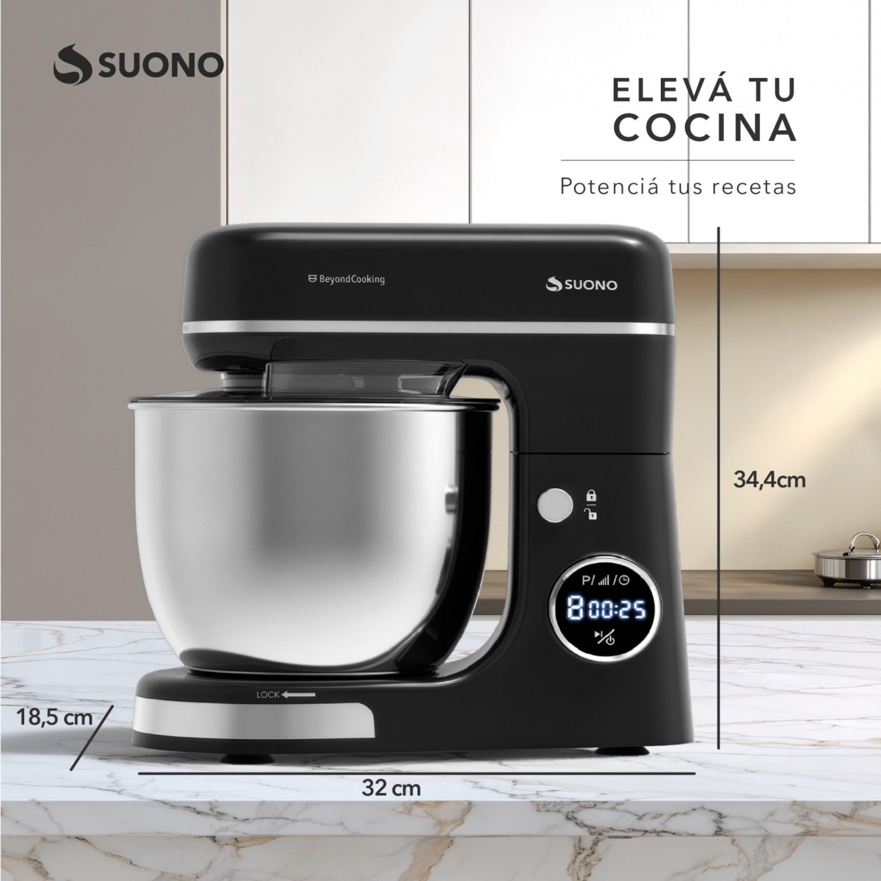 Batidora Planetaria Digital 1300W Negro