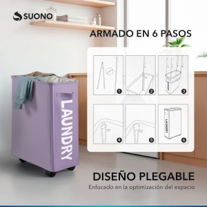Cesto Para Ropa Con Ruedas Violeta