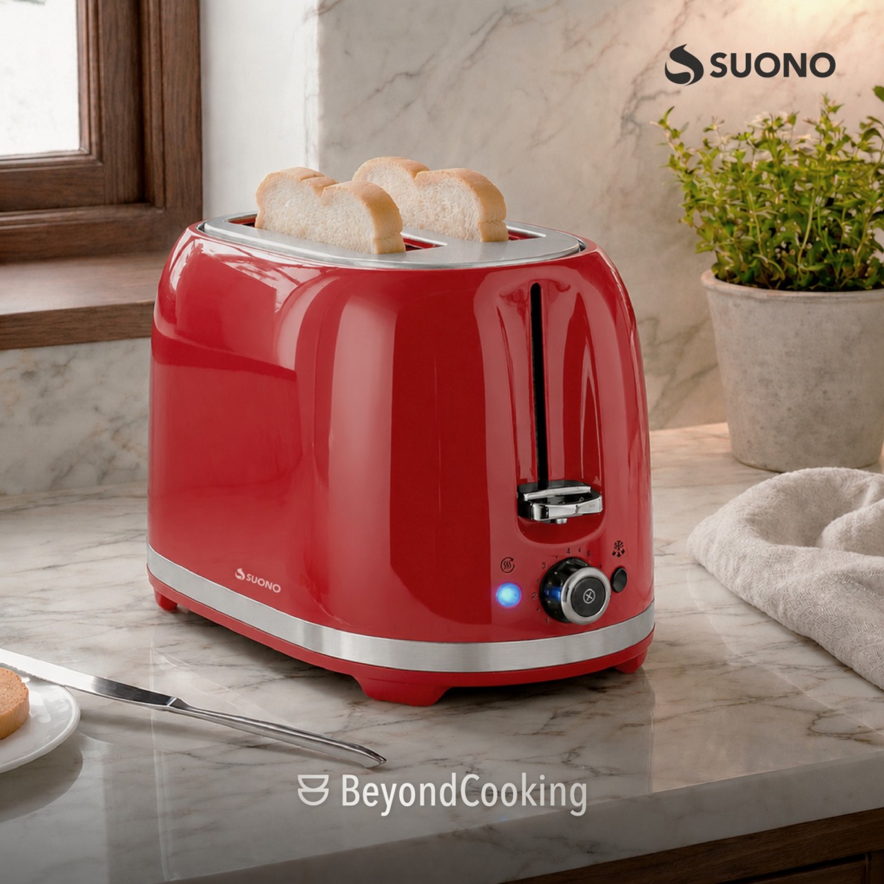 Tostadora Retro 2 Panes 850W Rojo