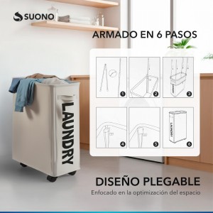 Cesto Para Ropa Con Ruedas Beige