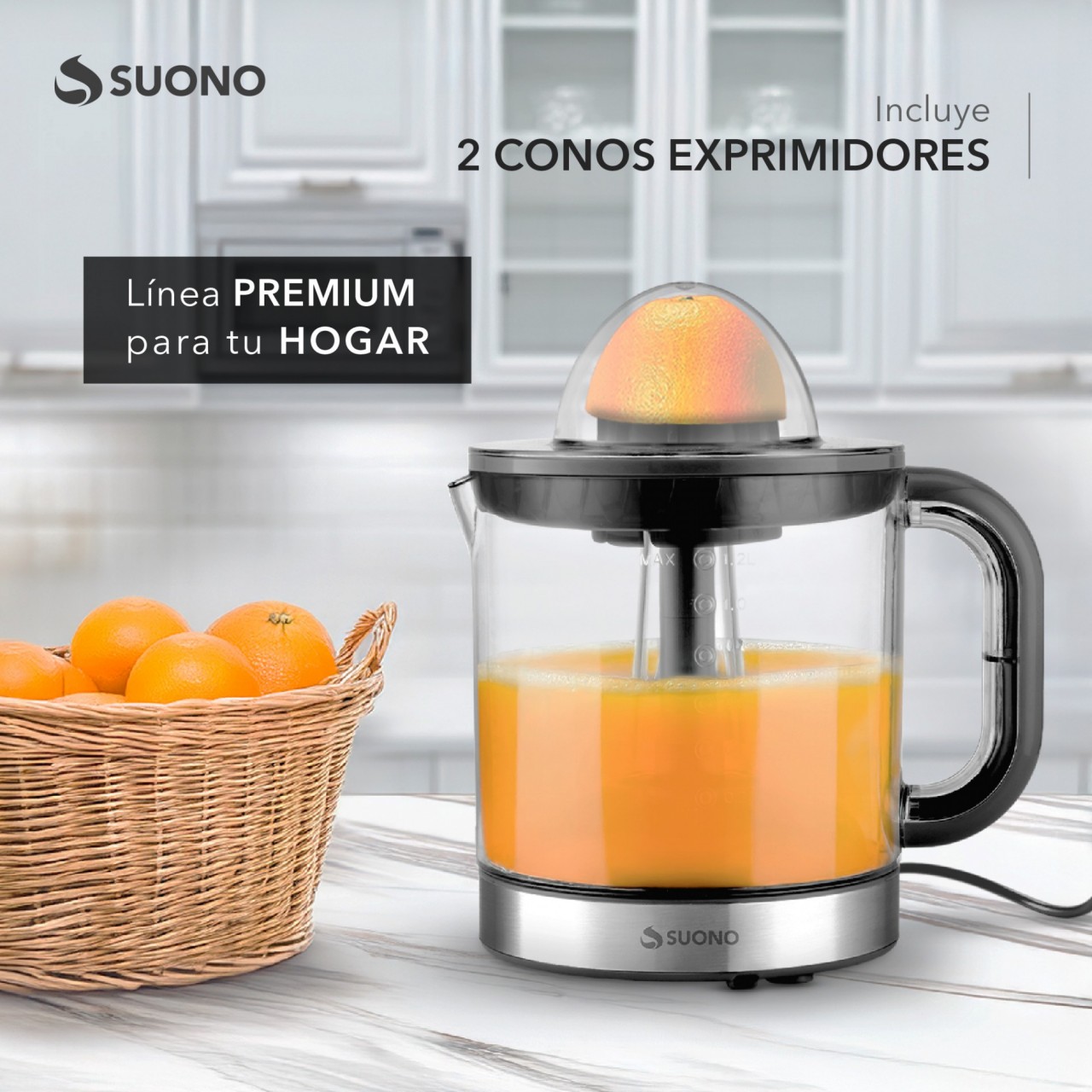 Exprimidor Eléctrico Suono 1.2L 40W Acero