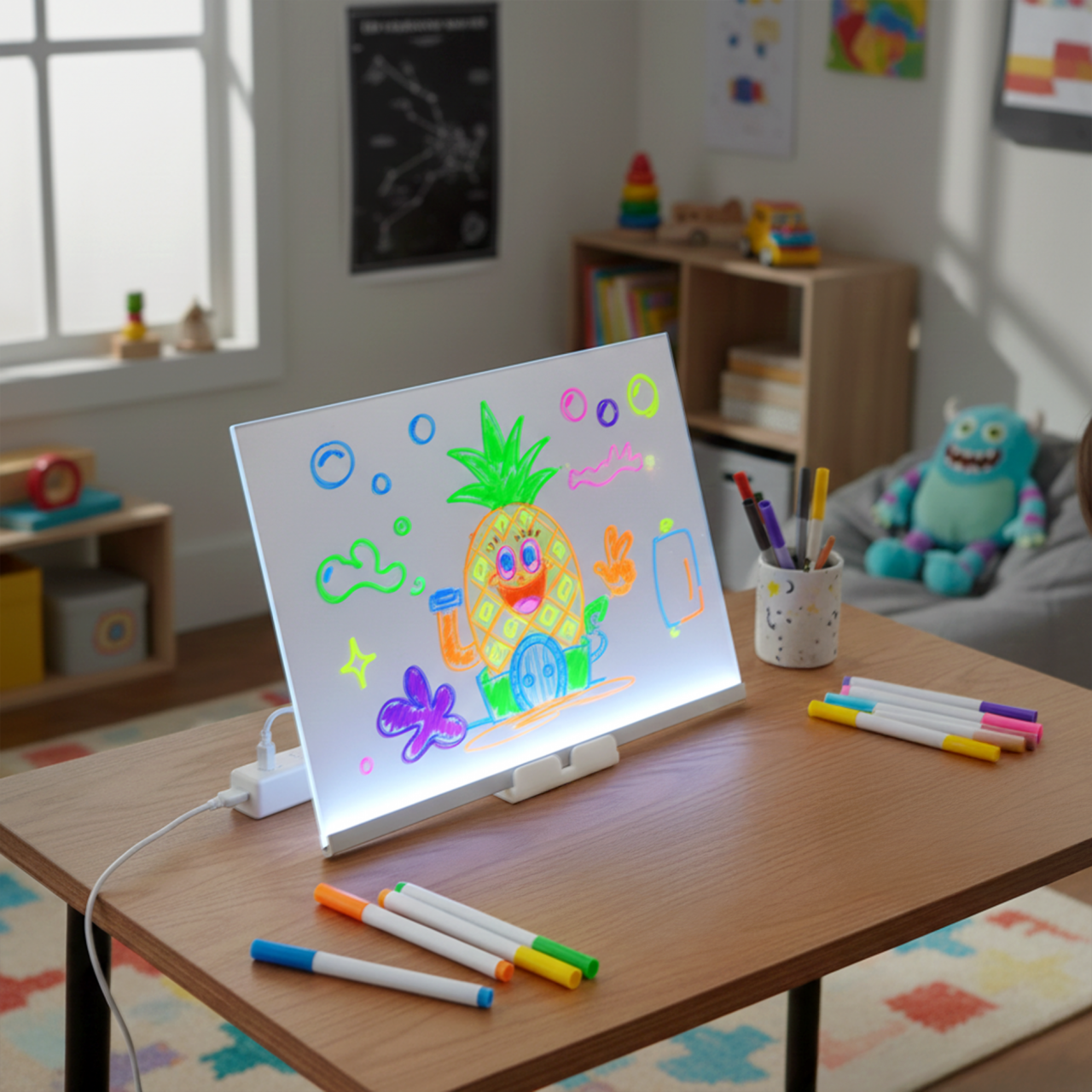 Pizarra Mágica Led Con Accesorios Blanco