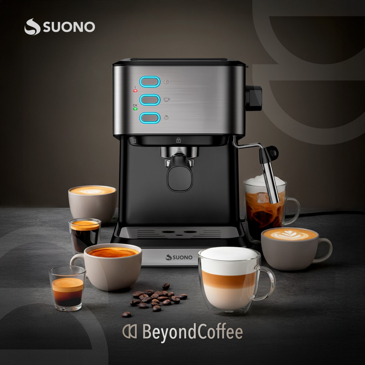 Cafetera Espresso Suono 20 Bar Con Vaporizador Acero