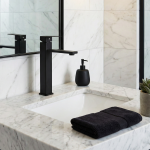 Griferia De Baño Alta Cuadrada Negro