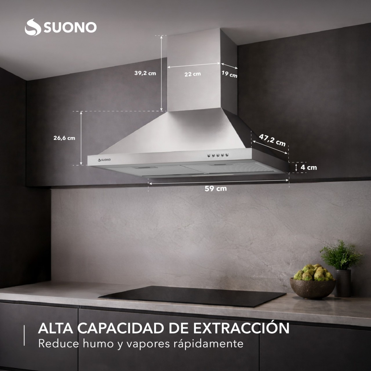 Campana De Cocina 180W Acero