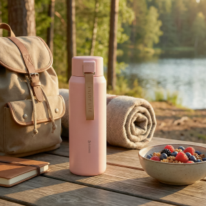 Botella De Acero Cinta 600Ml Rosa