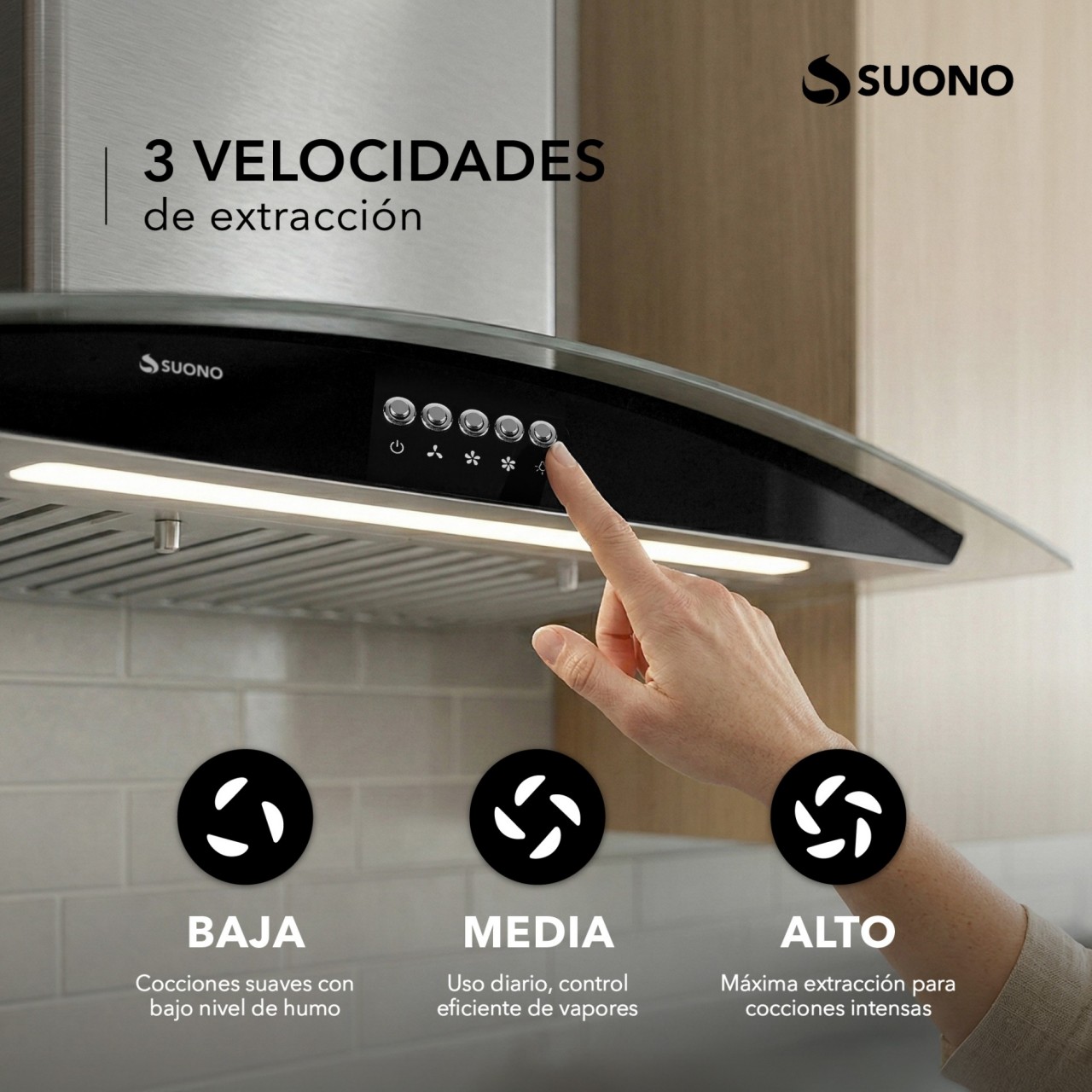 Campana 200W Cubretubo x2 ACERO