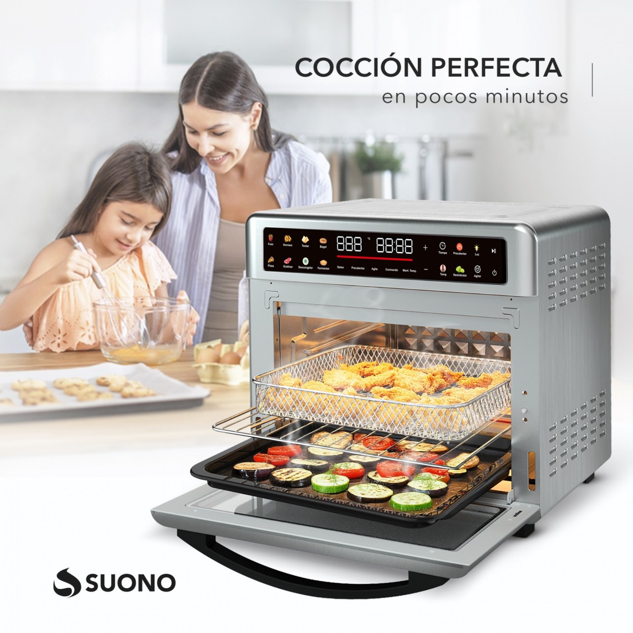 Horno Air Fryer Suono 25L Digital 1700W Acero