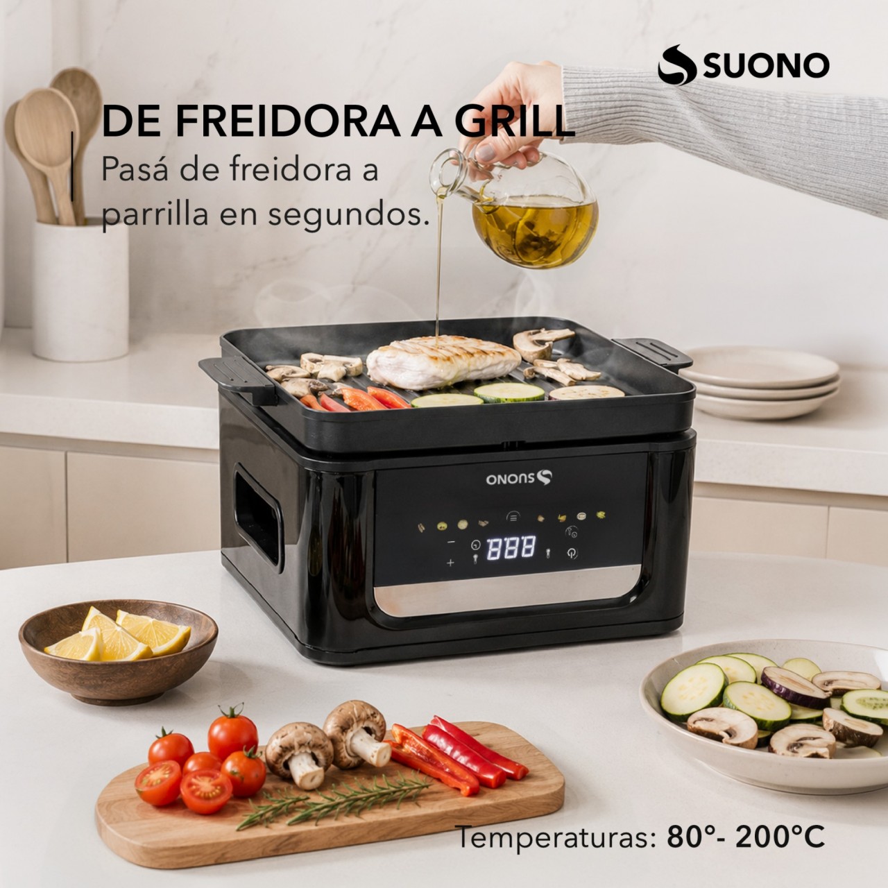 Air Fryer Digital Flip Grill Negro