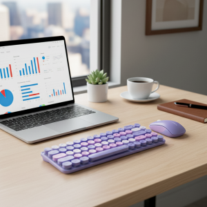 Teclado Y Mouse Inalámbrico Violeta