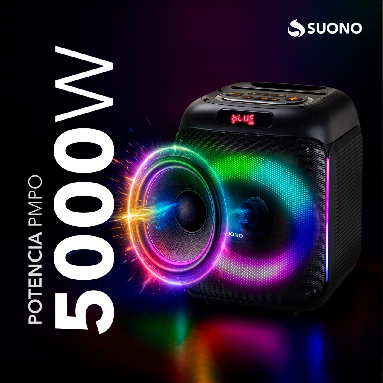 Parlante Bluetooth Suono 6.5" Rgb Negro