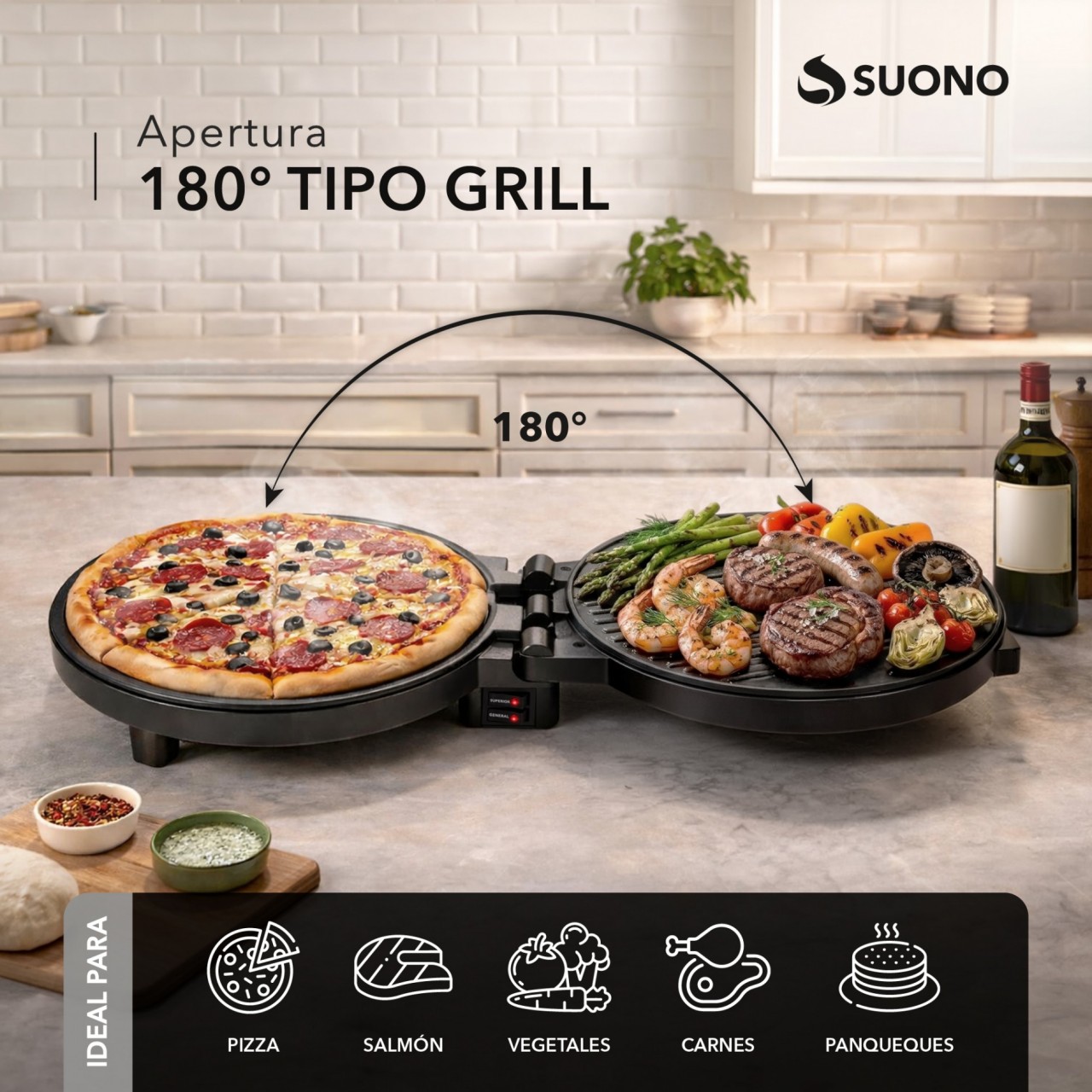 Pizza Maker-Grill Multifuncion NEGRO